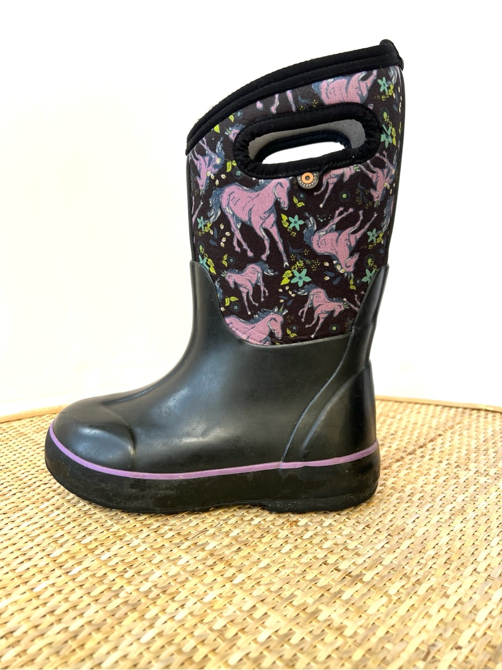 Bogs Kids' Classic II Unicorn Awesome Boots Black purple pink unicorns Girls 13